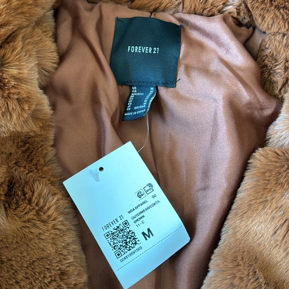 Forever 21 Plush Cropped Faux Fur Coat sz M - Picture 6 of 12